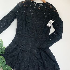 Mustard Seed Black Lace Long Sleeve Romper